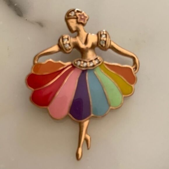 Jewelry - GOLD PLATED 14 k STERLING SILVER ENAMEL RARE BALLERINA NECKLACE PENDANT …